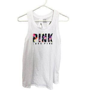 Victoria's Secret PINK Logo Floral Spellout Open Back Tank‎ Top Womens XS